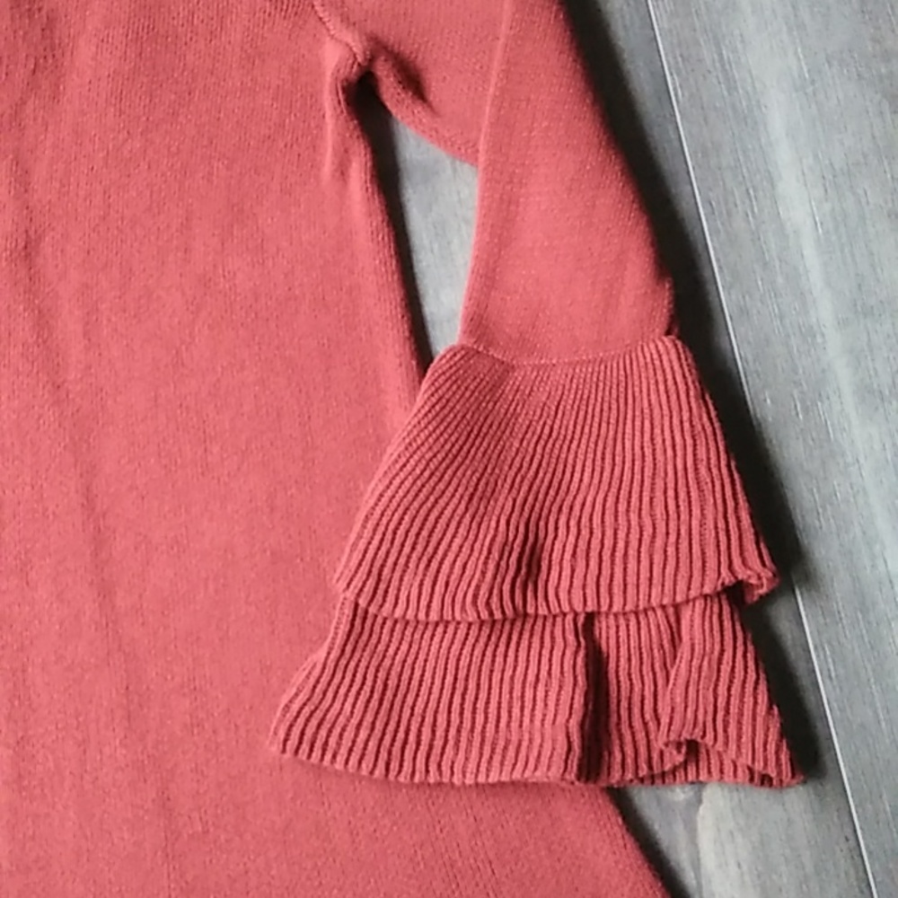 LOFT RUST COLOR RUFFLE SLEEVE SWEATER/CARDIGAN/SHRUG - Picture 2 of 7